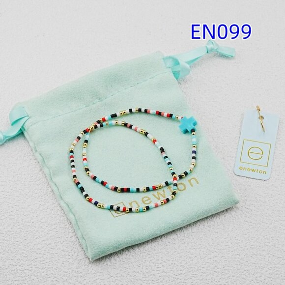 Enewton Colorful Glass Tube Bead Blue Cross Bracelet - Picture 4 of 4